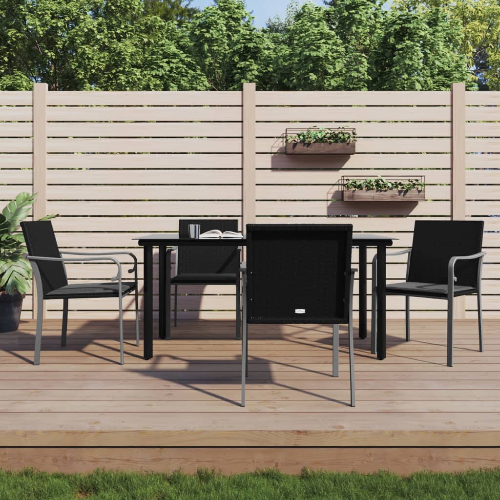 vidaXL 3-delige Tuinset met kussens poly rattan en staal