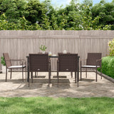 vidaXL 3-delige Tuinset met kussens poly rattan en staal
