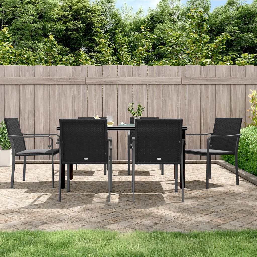 vidaXL 3-delige Tuinset met kussens poly rattan en staal