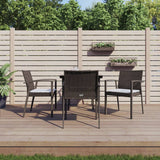vidaXL 3-delige Tuinset met kussens poly rattan en staal