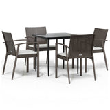 vidaXL 3-delige Tuinset met kussens poly rattan en staal