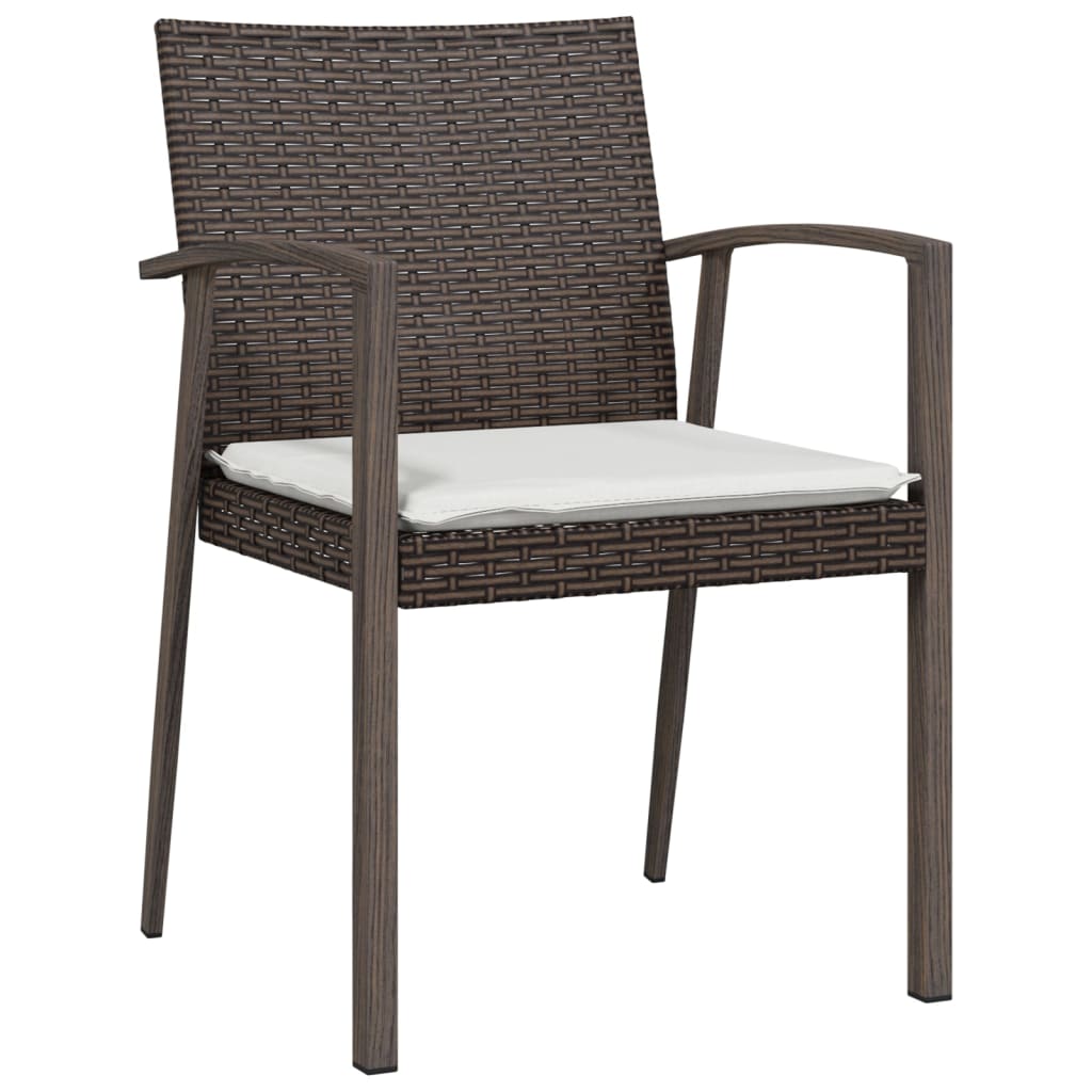 vidaXL 3-delige Tuinset met kussens poly rattan en staal