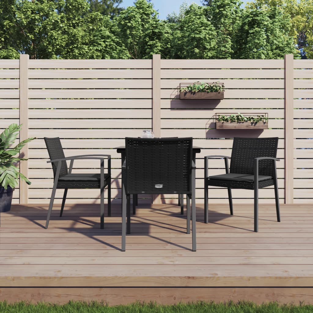 vidaXL 3-delige Tuinset met kussens poly rattan en staal