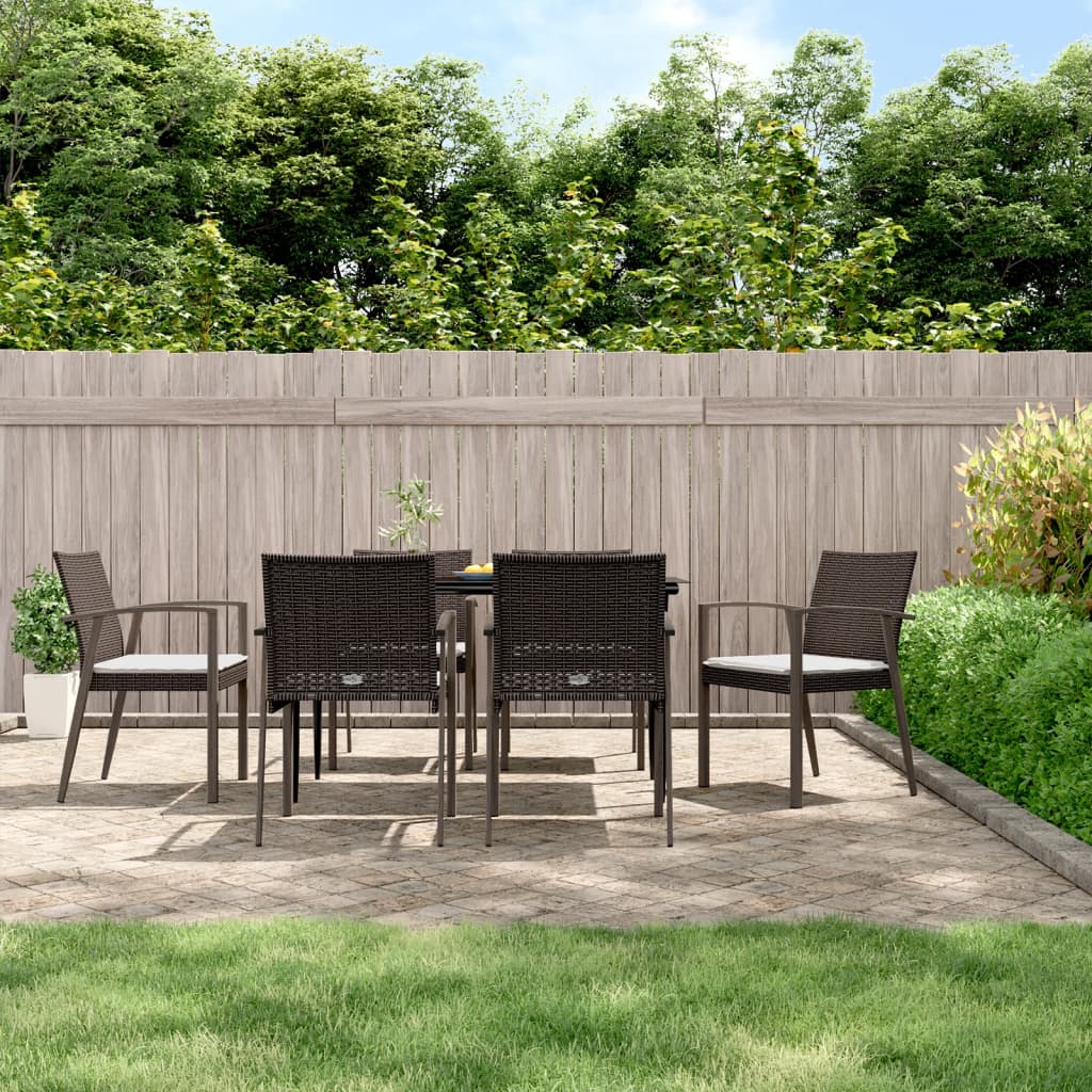 vidaXL 3-delige Tuinset met kussens poly rattan en staal
