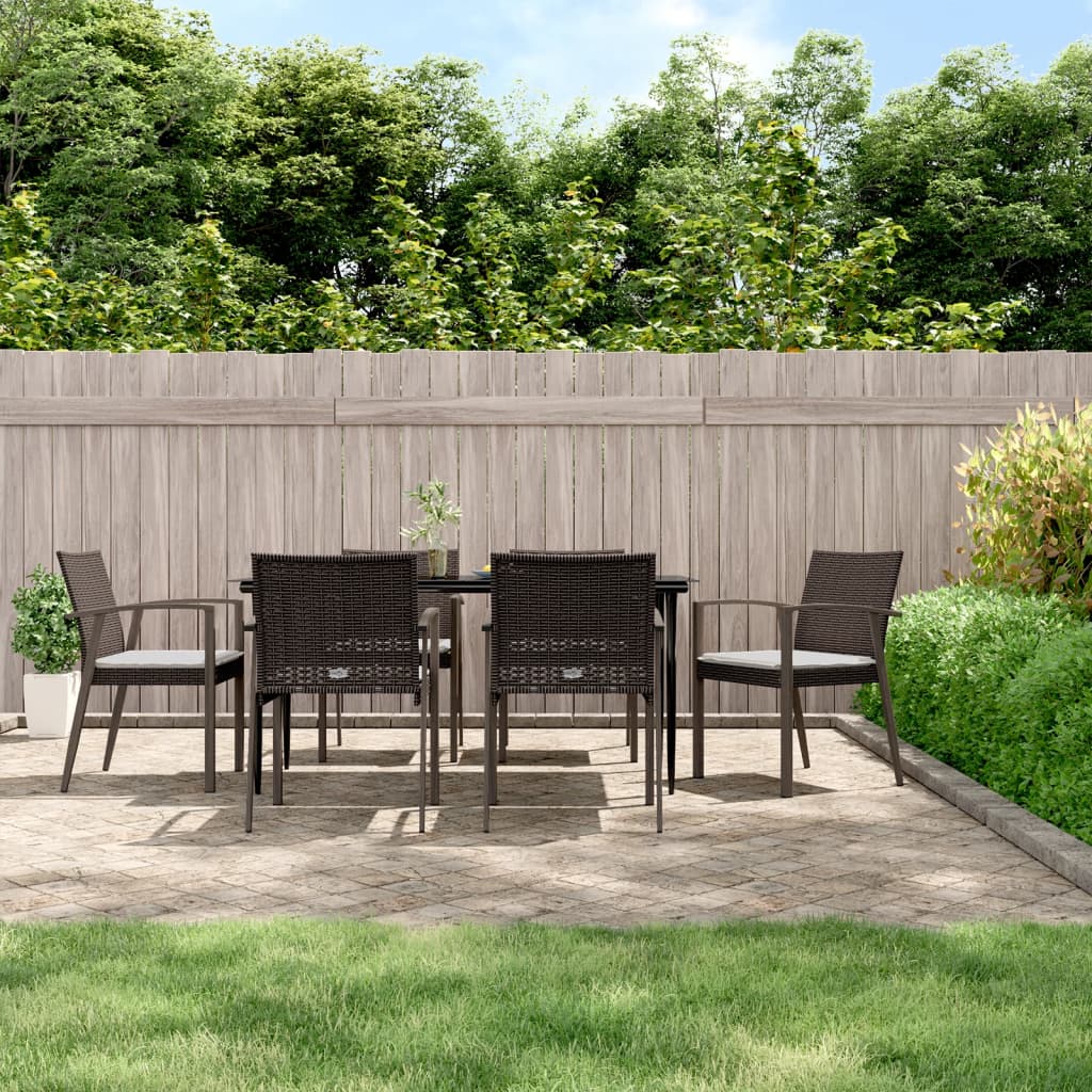 vidaXL 3-delige Tuinset met kussens poly rattan en staal