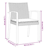 vidaXL 3-delige Tuinset met kussens poly rattan en staal