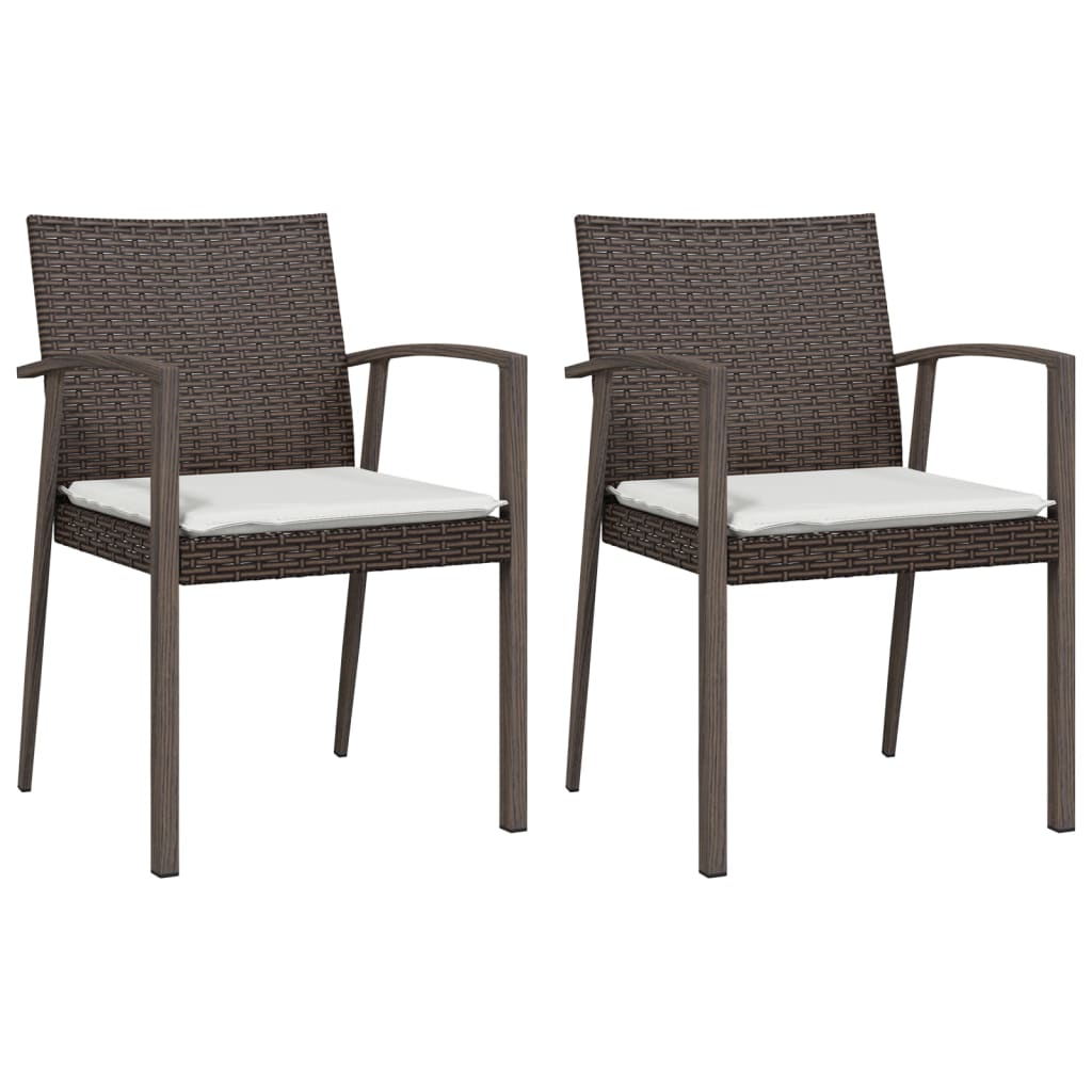 vidaXL 3-delige Tuinset met kussens poly rattan en staal