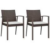 vidaXL 3-delige Tuinset met kussens poly rattan en staal