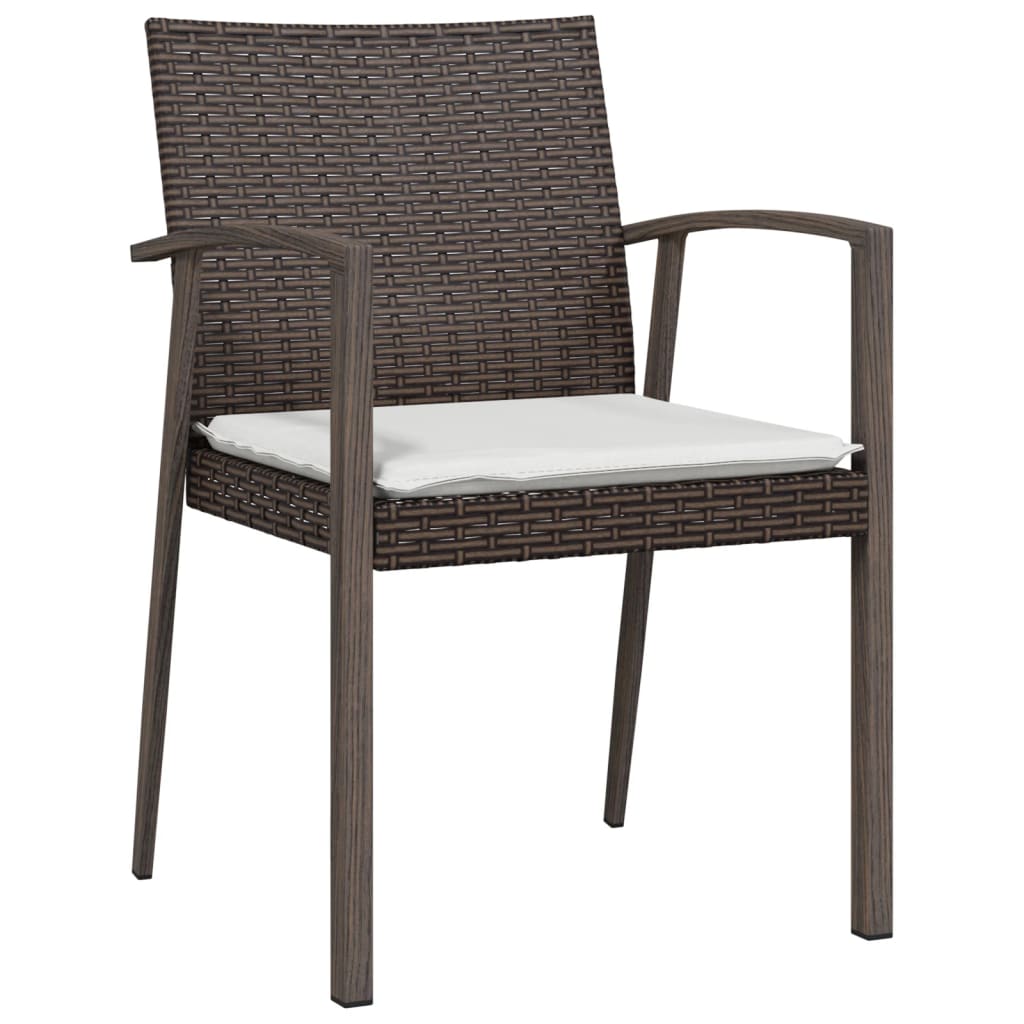 vidaXL 3-delige Tuinset met kussens poly rattan en staal