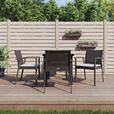 vidaXL 3-delige Tuinset met kussens poly rattan en staal