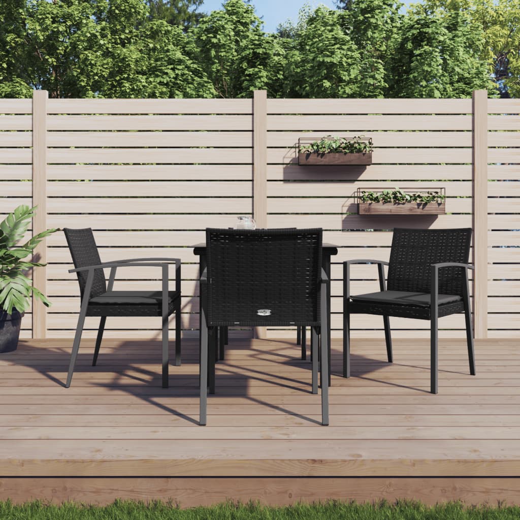 vidaXL 3-delige Tuinset met kussens poly rattan en staal