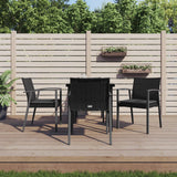 vidaXL 3-delige Tuinset met kussens poly rattan en staal