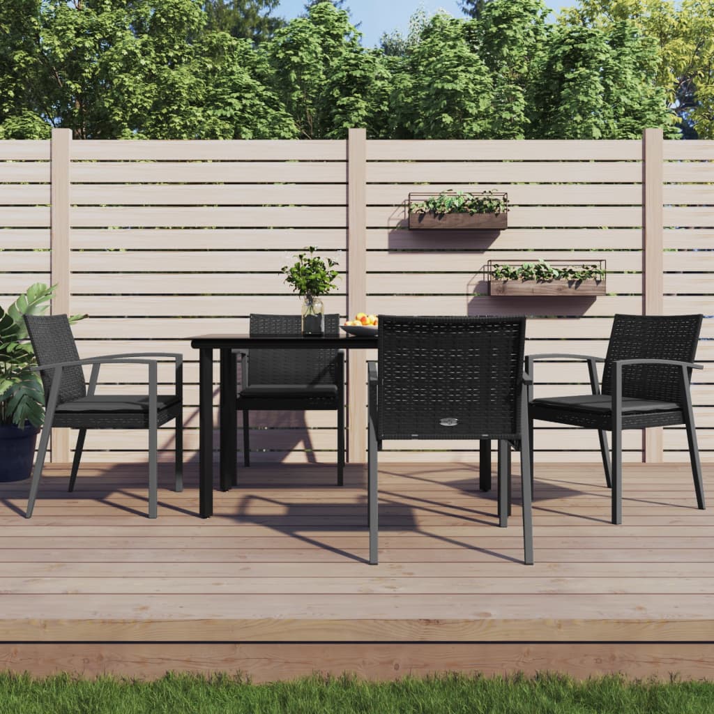 vidaXL 3-delige Tuinset met kussens poly rattan en staal