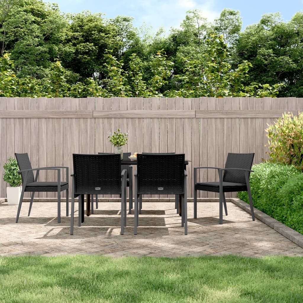 vidaXL 3-delige Tuinset met kussens poly rattan en staal