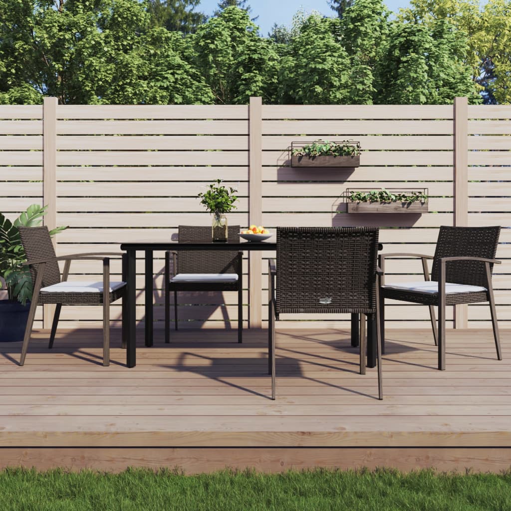 vidaXL 3-delige Tuinset met kussens poly rattan en staal