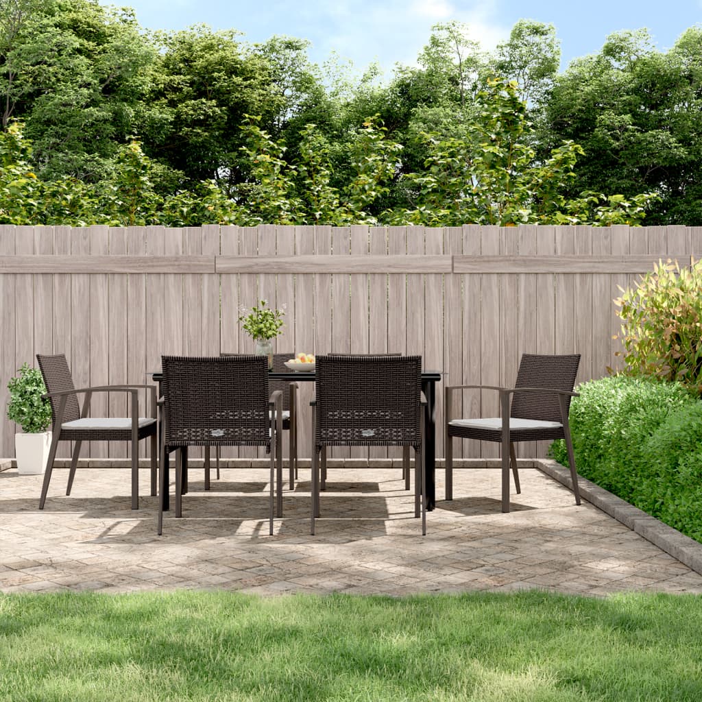 vidaXL 3-delige Tuinset met kussens poly rattan en staal