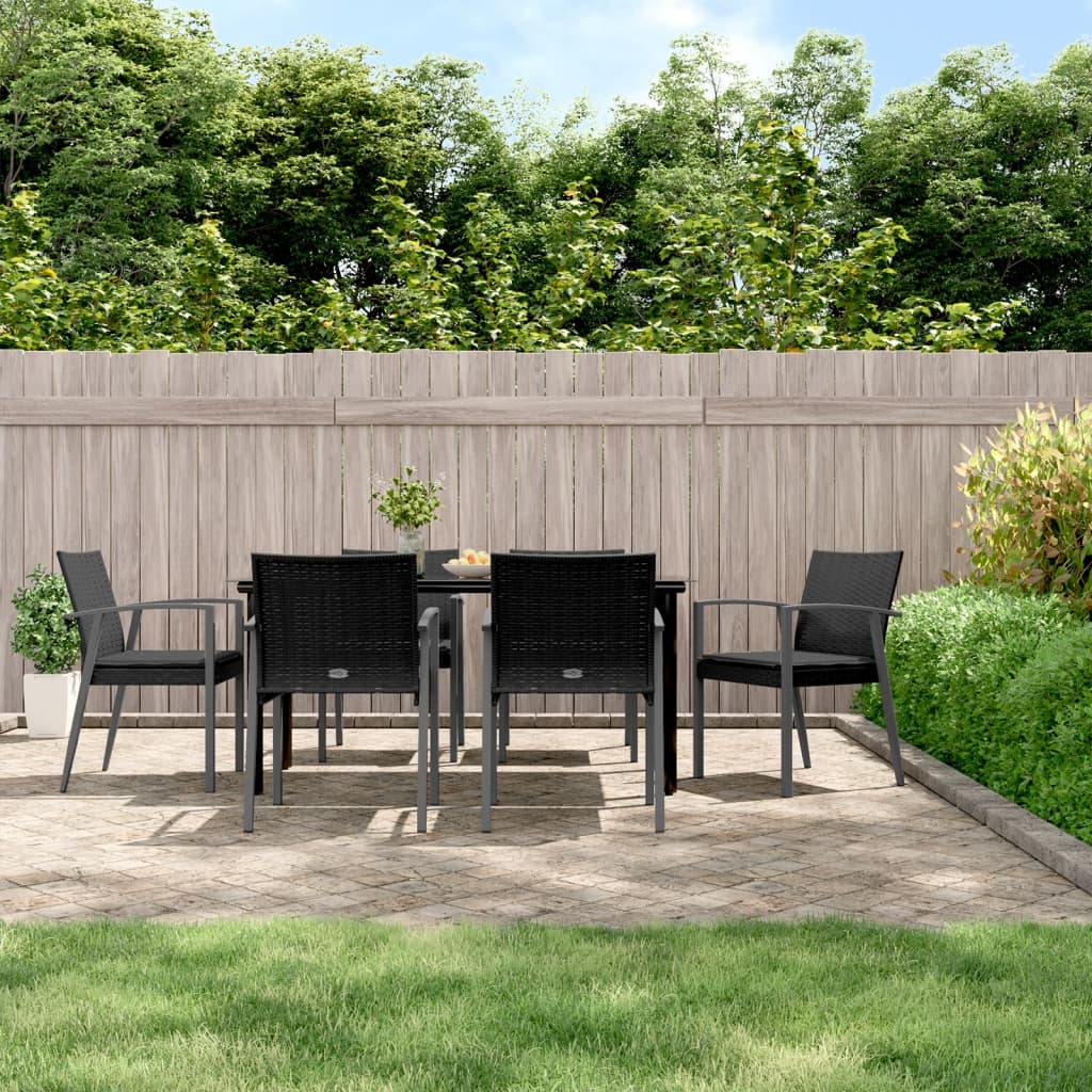vidaXL 3-delige Tuinset met kussens poly rattan en staal