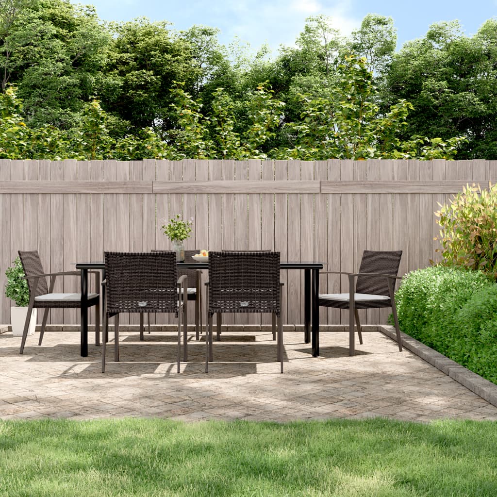 vidaXL 3-delige Tuinset met kussens poly rattan en staal