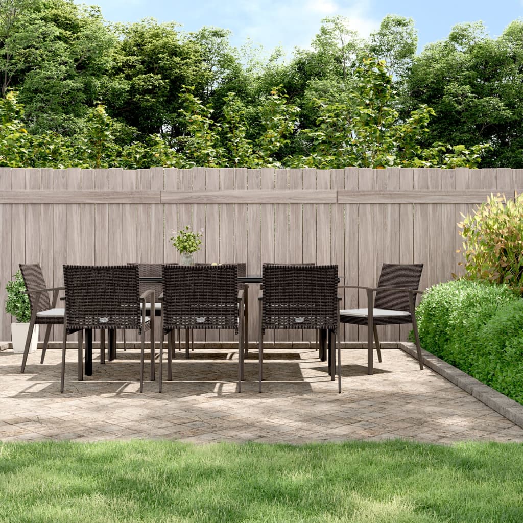 vidaXL 3-delige Tuinset met kussens poly rattan en staal