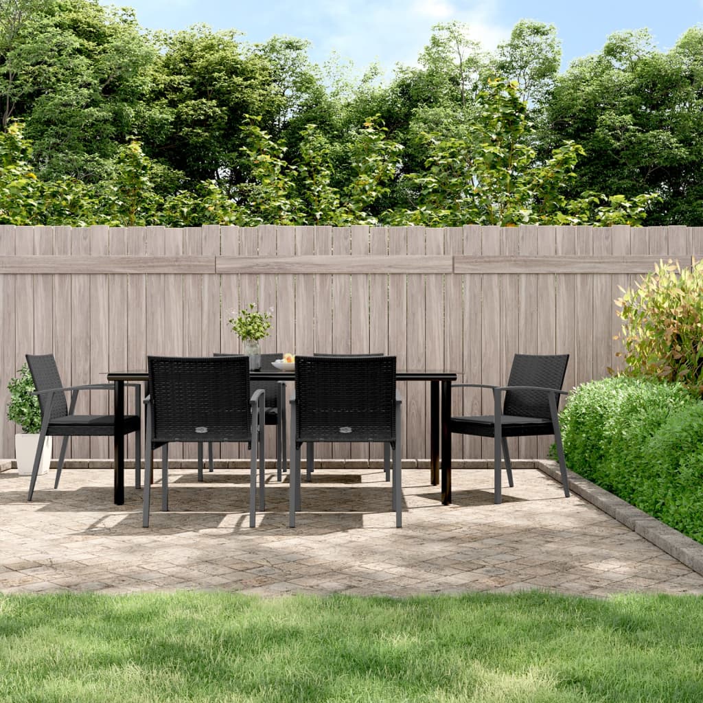 vidaXL 3-delige Tuinset met kussens poly rattan en staal