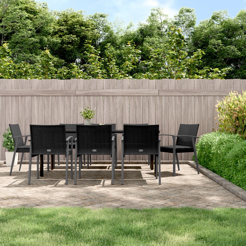vidaXL 3-delige Tuinset met kussens poly rattan en staal