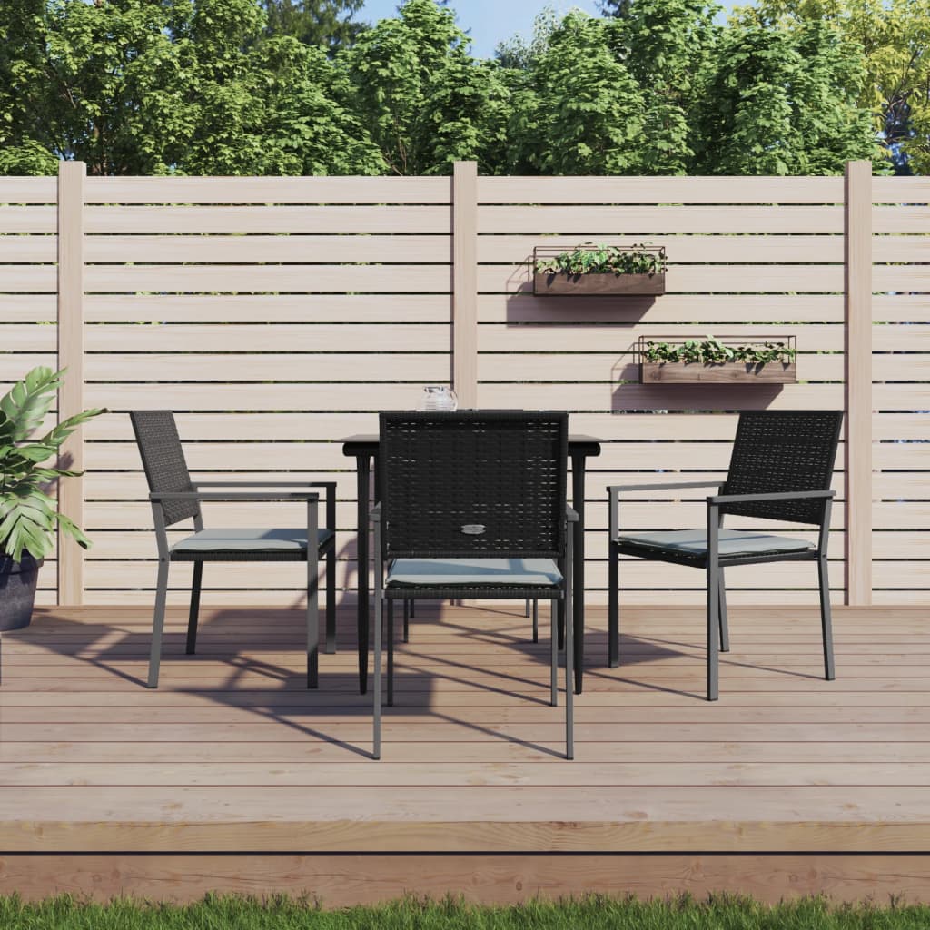 vidaXL 3-delige Tuinset met kussens poly rattan en staal