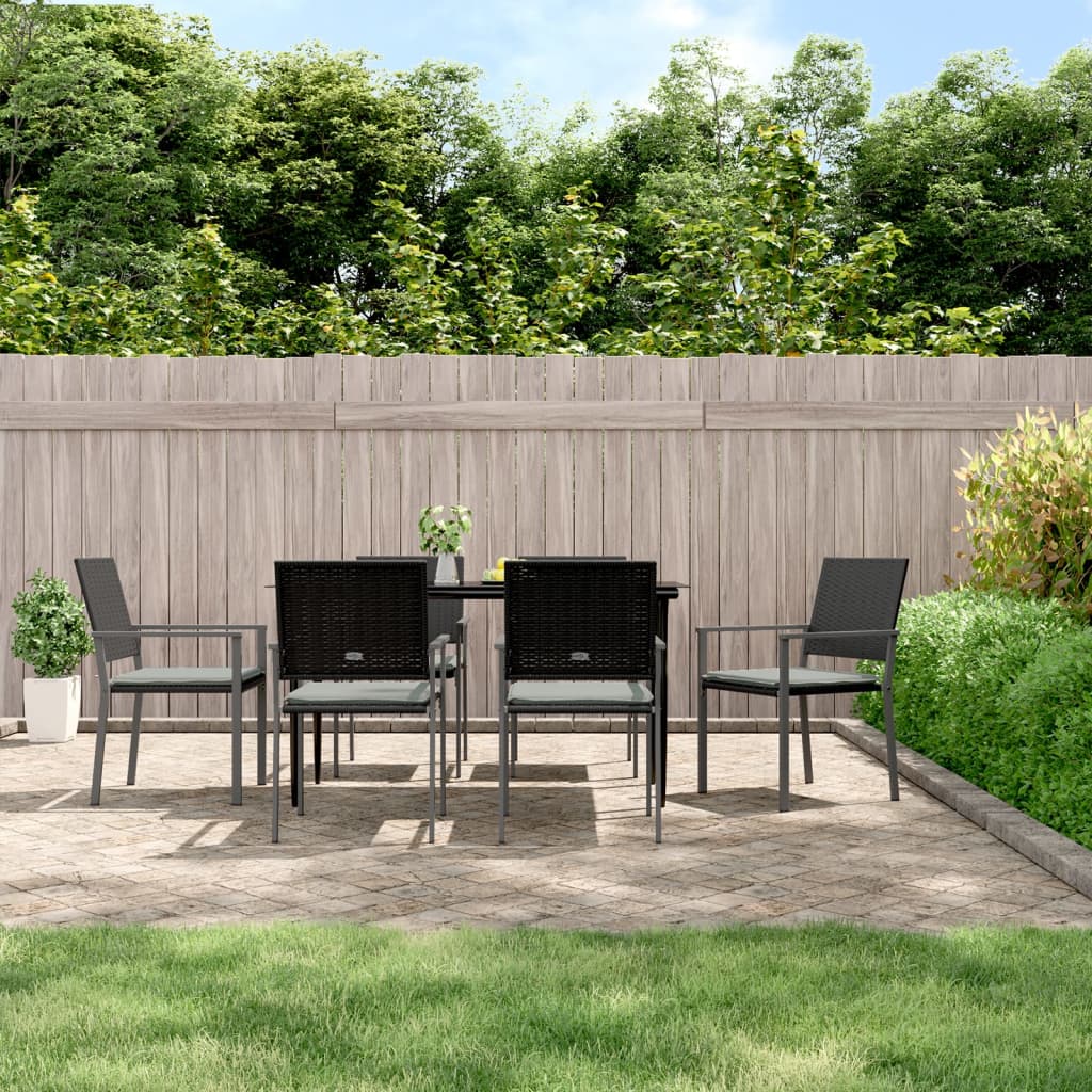 vidaXL 3-delige Tuinset met kussens poly rattan en staal