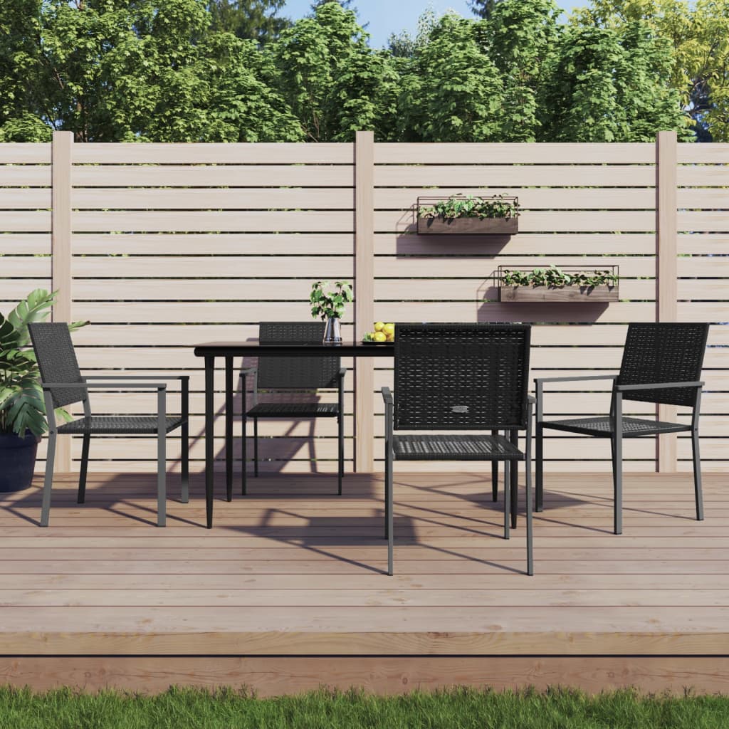 vidaXL 3-delige Tuinset met kussens poly rattan en staal