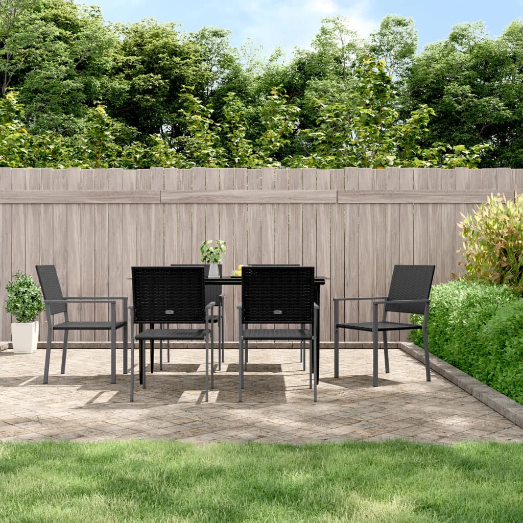 vidaXL 3-delige Tuinset met kussens poly rattan en staal