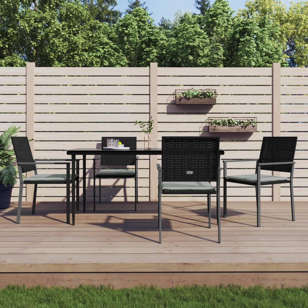vidaXL 3-delige Tuinset met kussens poly rattan en staal