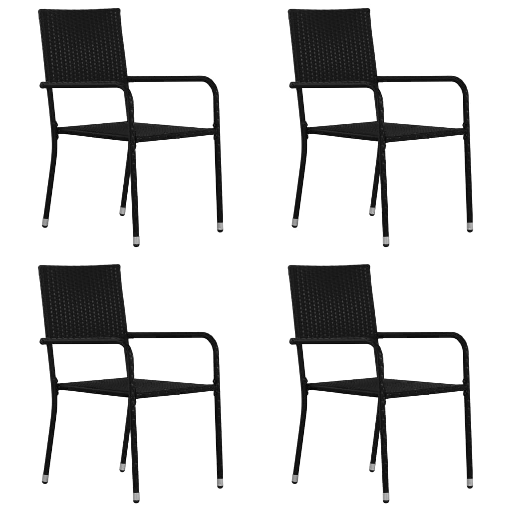 vidaXL Tuinstoelen 2 st stapelbaar poly rattan zwart