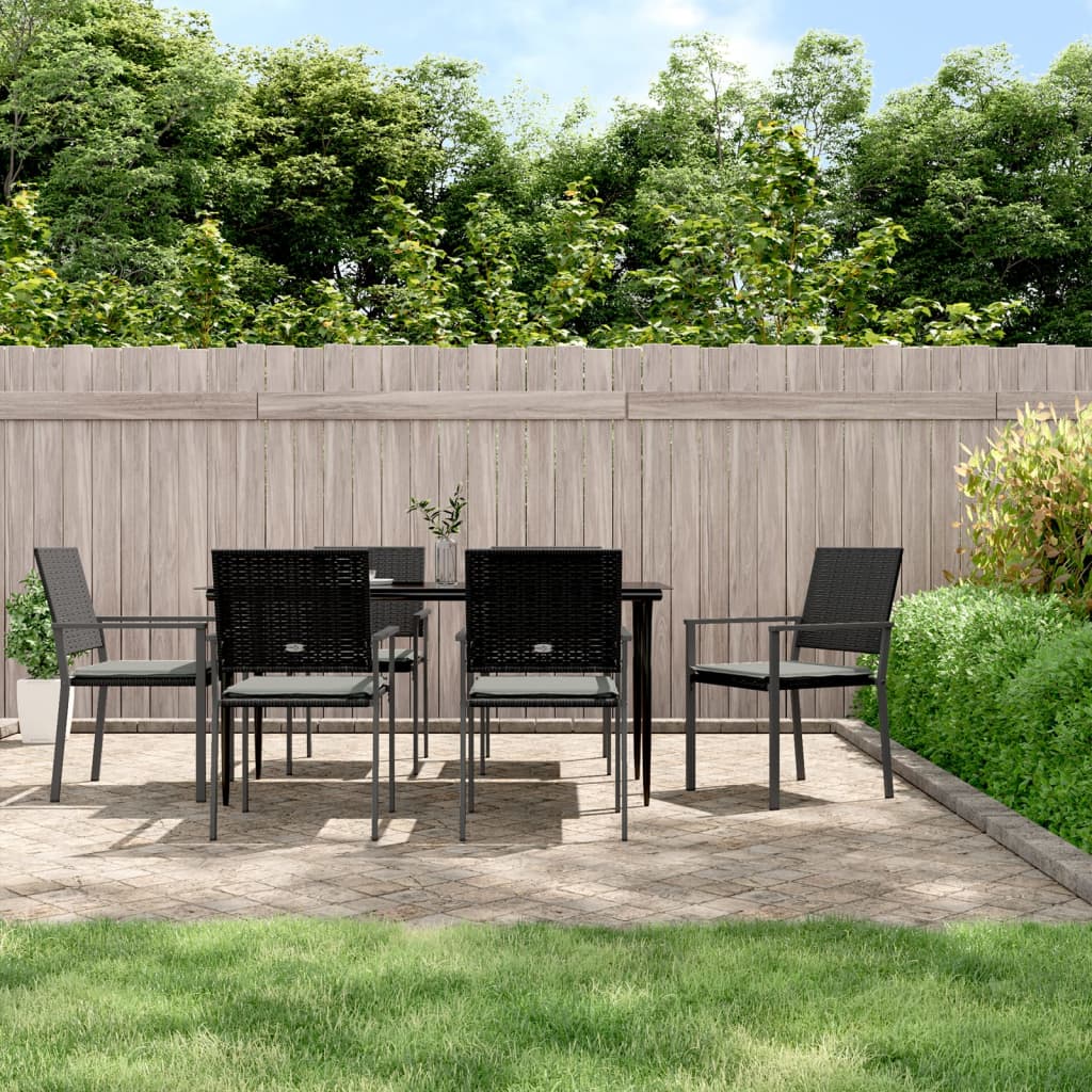 vidaXL 3-delige Tuinset met kussens poly rattan en staal