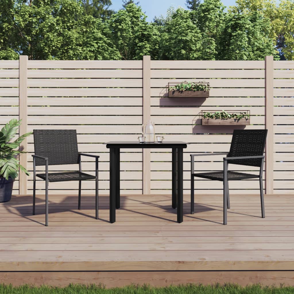 vidaXL 3-delige Tuinset met kussens poly rattan en staal