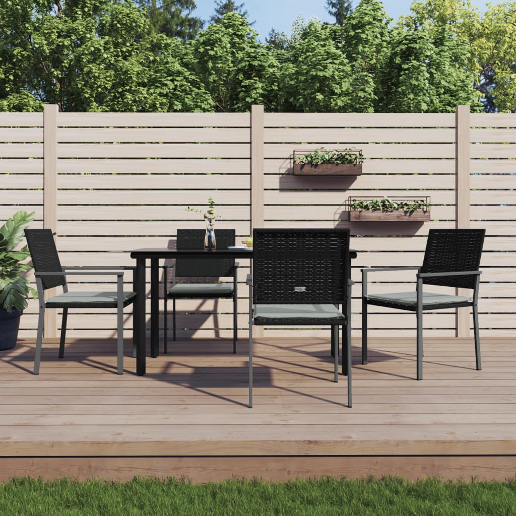 vidaXL 3-delige Tuinset met kussens poly rattan en staal