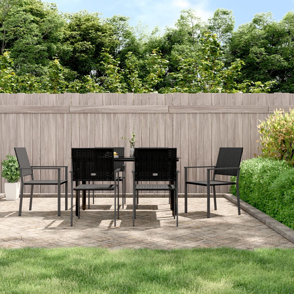 vidaXL 3-delige Tuinset met kussens poly rattan en staal