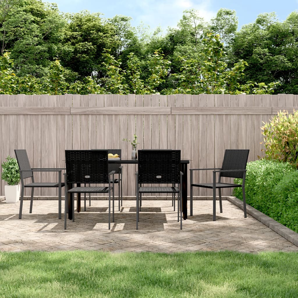 vidaXL 3-delige Tuinset met kussens poly rattan en staal