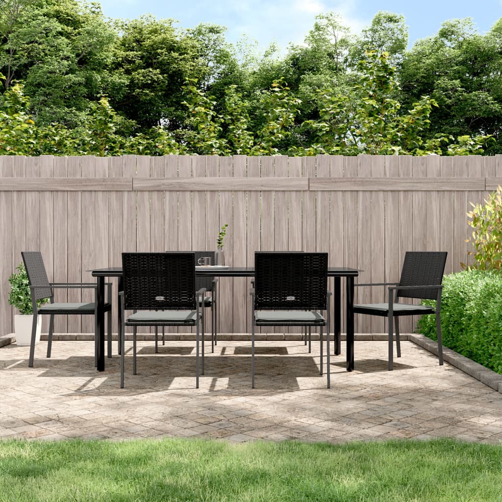 vidaXL 3-delige Tuinset met kussens poly rattan en staal