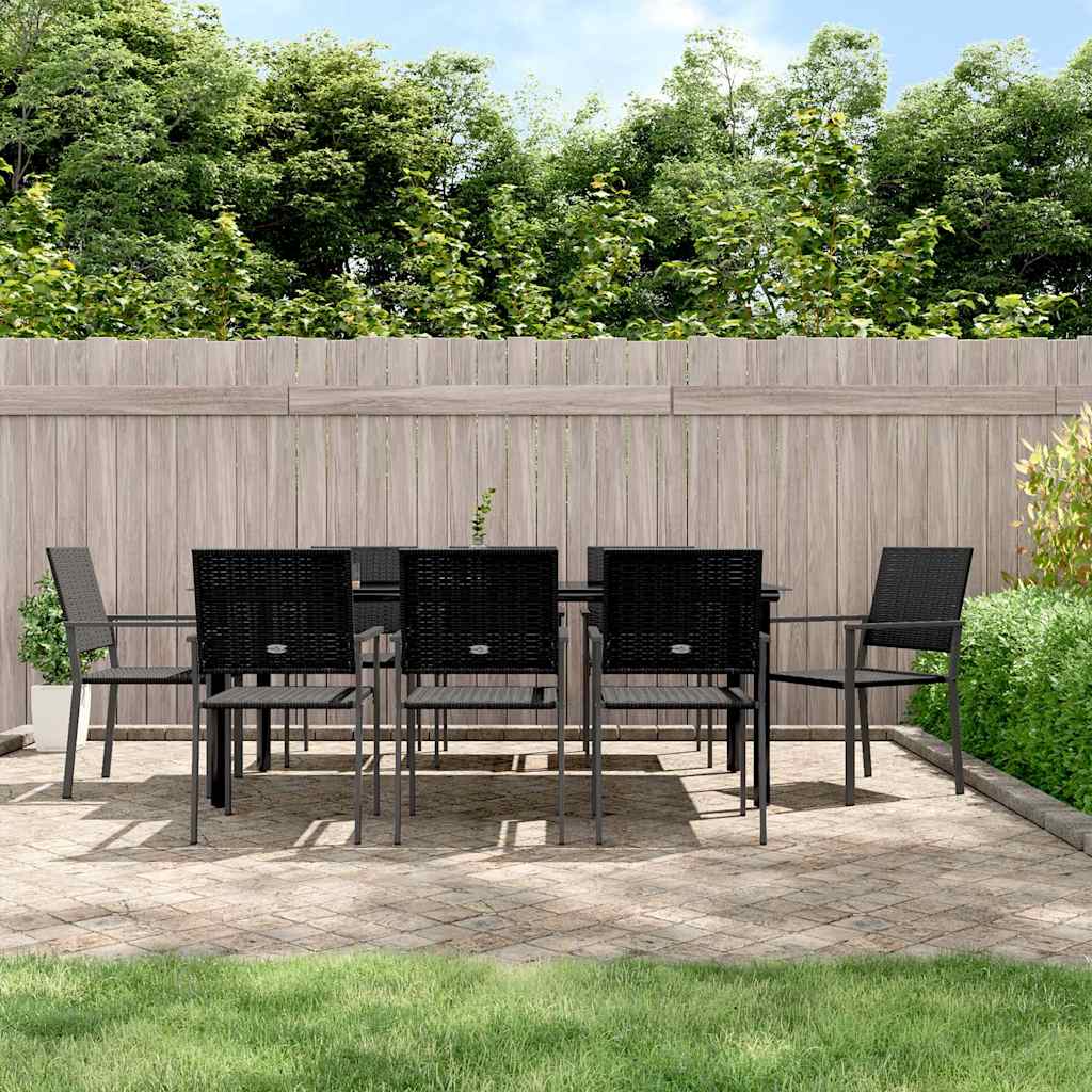 vidaXL 3-delige Tuinset met kussens poly rattan en staal