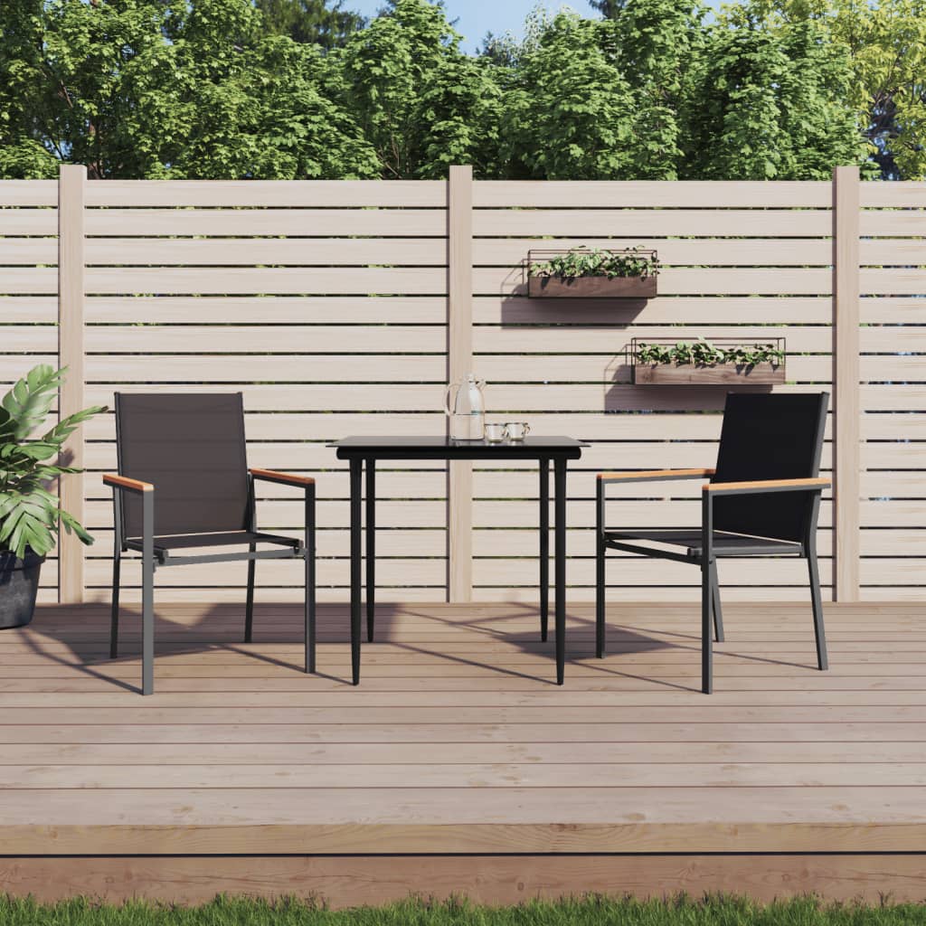 vidaXL 3-delige Tuinset textileen en staal zwart
