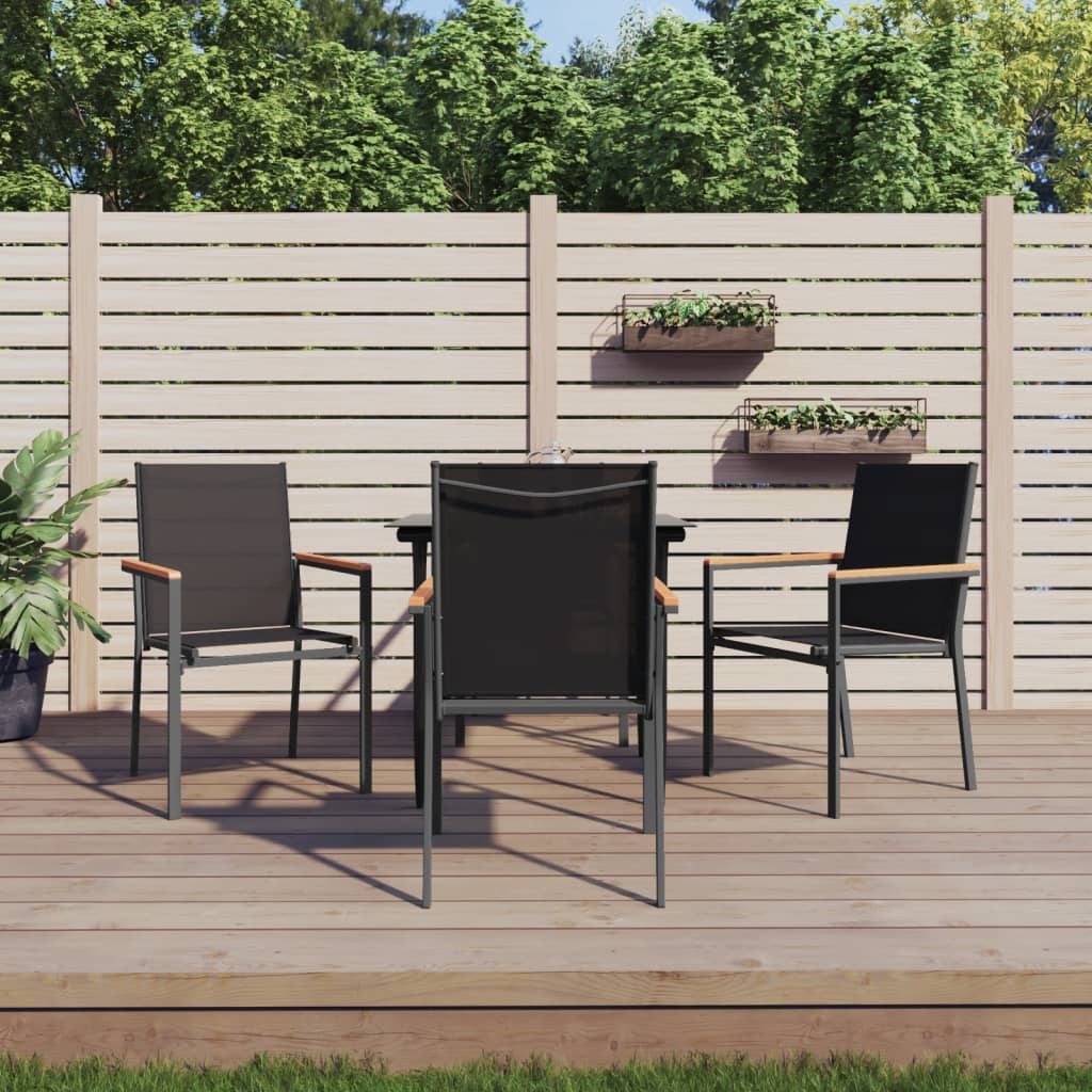 vidaXL 3-delige Tuinset textileen en staal zwart