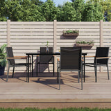 vidaXL 3-delige Tuinset textileen en staal zwart