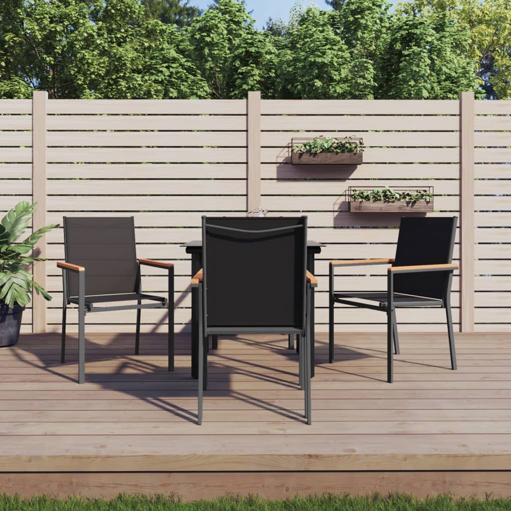 vidaXL 3-delige Tuinset textileen en staal zwart