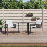 vidaXL 3-delige Tuinset met kussens poly rattan en staal