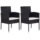 vidaXL Tuinstoelen 2 st met witte kussens poly rattan zwart
