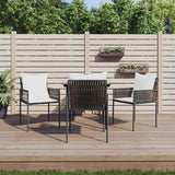 vidaXL 3-delige Tuinset met kussens poly rattan en staal