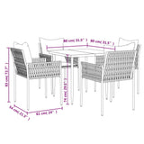 vidaXL 3-delige Tuinset met kussens poly rattan en staal