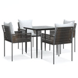 vidaXL 3-delige Tuinset met kussens poly rattan en staal
