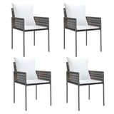 vidaXL 3-delige Tuinset met kussens poly rattan en staal