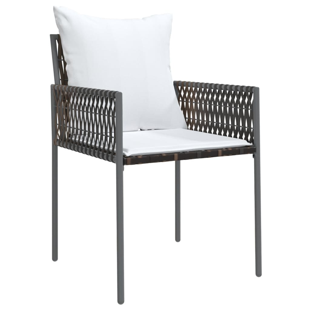 vidaXL 3-delige Tuinset met kussens poly rattan en staal