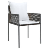 vidaXL 3-delige Tuinset met kussens poly rattan en staal